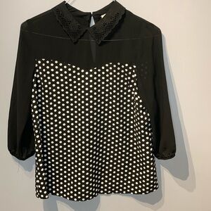 Faith & Joy Polka Dot Blouse Lace Collar